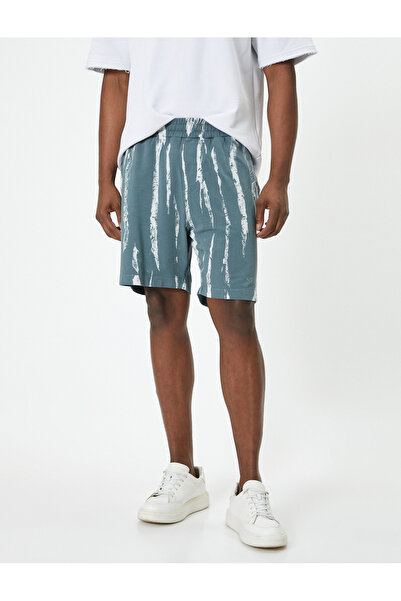 Koton Bermuda Şort Beli Lastikli Soyut Baskılı Cepli