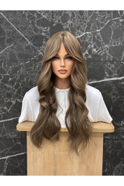 Fenomen Peruk Rus Kumral Dalgalı Gerçek Saç Dokusunda Peruk