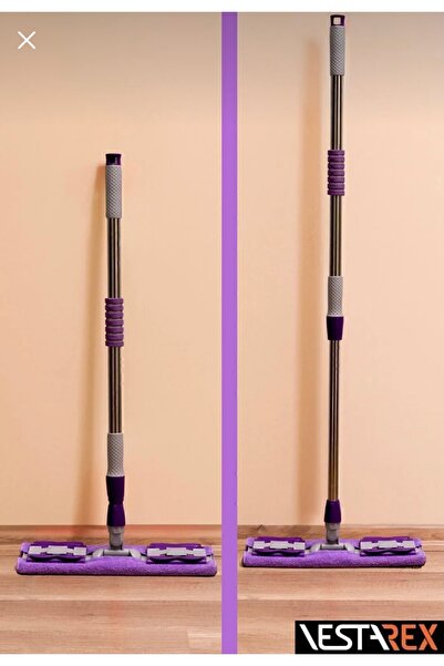 VestareX 1 Yedekli Mor Mandallı Mop Tüm Sleepy Islak Mendillere Uyumlu Mandallı Mop Seti
