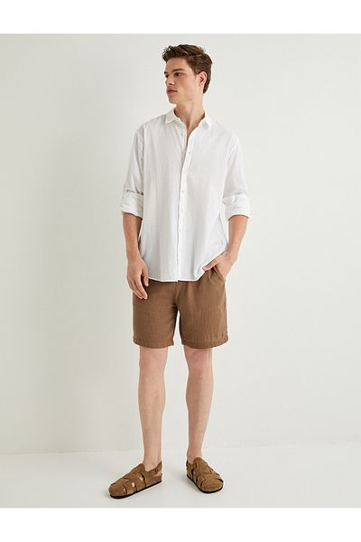 Koton Bermudashorts aus Baumwollmusselin – mit Schnürung in der Taille und Taschendetails
