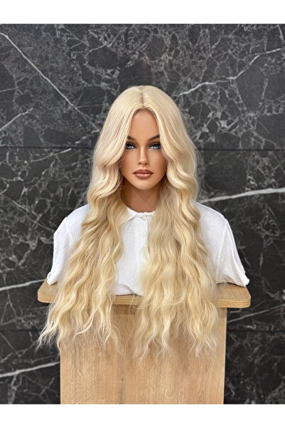 Fenomen Peruk Platin Sarısı Vip Perçemsiz Dalgalı Peruk