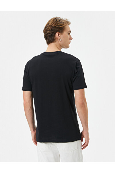 Koton Printed T-Shirt Slim Fit Slogan Crew Neck Short Sleeve