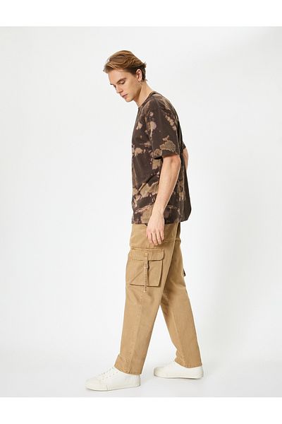 Koton Παντελόνι Gabardine Cargo - Loose Fit, λεπτομέρεια τσέπης και κουμπιά