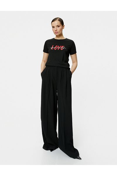 Koton T-Slogan T-Shirt Crew Crew Short Sleeve Standard Fit