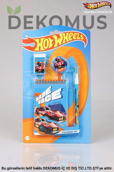 HOT WHEELS New Season Licensed Hot Wheels Notebook with Dekomus, Snap-On Pencil, Eraser and Sharpener Kirt