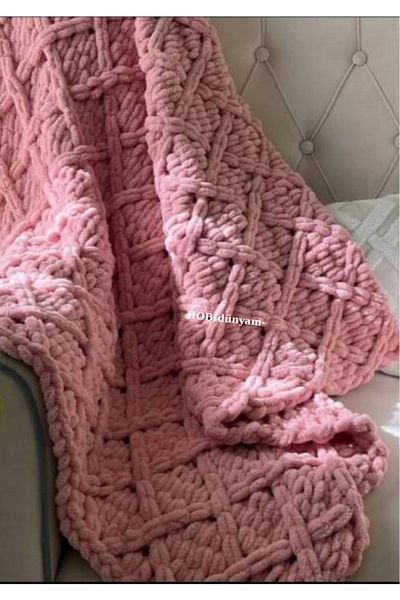 Alize Baklava Pattern Knitted Baby Blanket 90/90