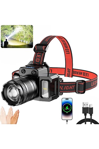 Choice Red Usb Rechargeable Headlamp Super Bright Head Lamp Motion Sensor Headlight 5 Lighting Modes Zoomab
