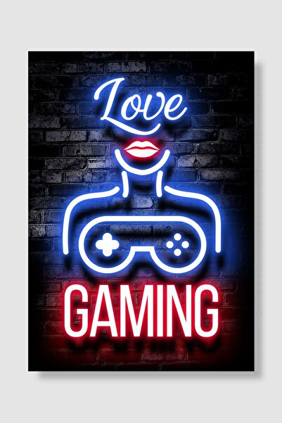kubdekor Love gaming neon quote Anime Poster Çerçevesiz Yüksek Kalite Duvar Poster