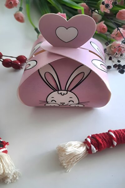 Emtory Home 25 Adet Pembe Tavşan Model Kalpli Şeker Kutusu - Bebek Hediyelik-...
