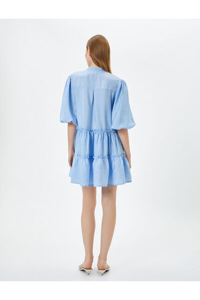 Koton Μίνι φόρεμα με μπαλόνι με μανίκια με λαιμόκοψη με φουσκωτή βισκόζη