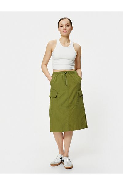 Koton Parachute Skirt with Cargo Pocket, Elastic Waist and Stopper