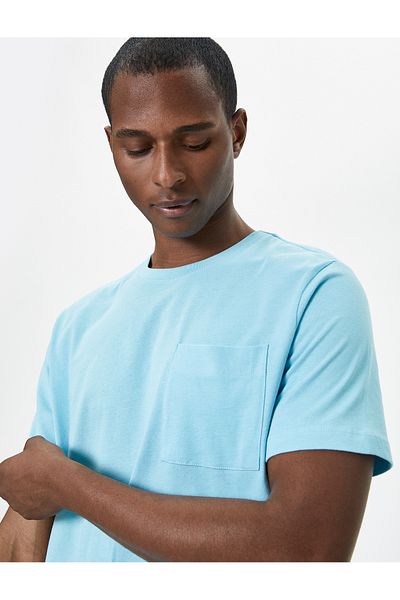 Koton Tricou de bază din bumbac - Detaliu de buzunar, decolteu, mânecă scurtă
