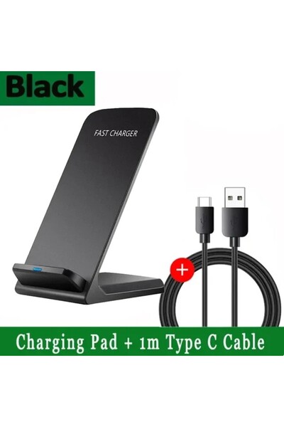 Choice حامل شاحن لاسلكي أسود مع كابل لهاتف iPhone 16 15 14 13 12 Pro X XS Max...