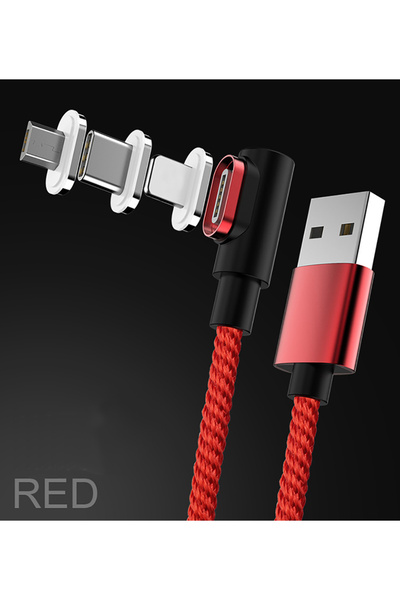Choice كابل USB من النوع C أحمر 5 أمبير مغناطيسي مزود بمؤشر LED بزاوية 90 درج...