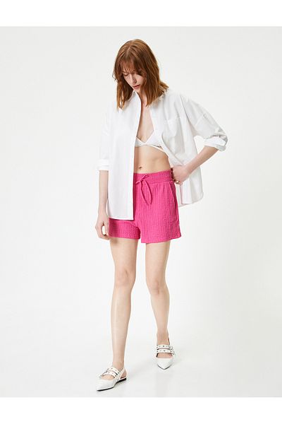 Koton Mini-Shorts mit geschnürten Taillentaschen Strukturiert