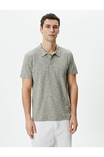 Koton Πόλο μπλουζάκι με κουμπιά με κοντό μανίκι σε γκρι