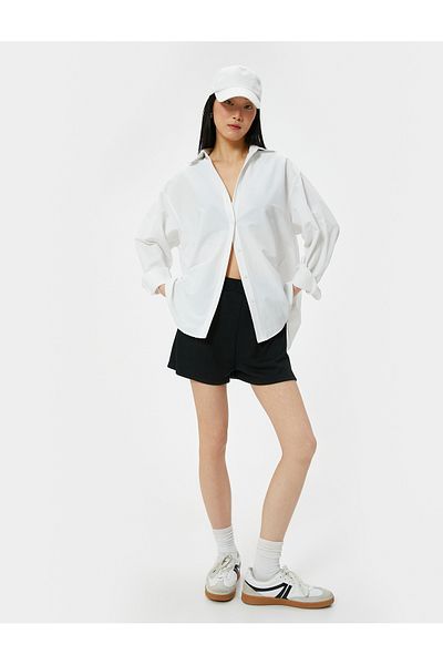 Koton Elastic Waist Shorts Mini Viscose Blended