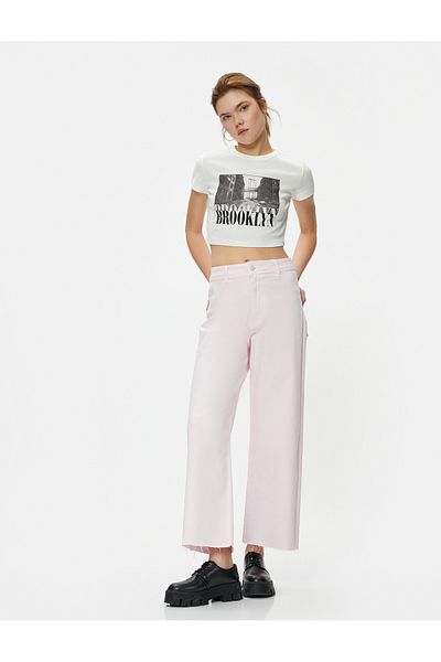 Koton Wide Cropped Jeans High Waist - Sandra Jeans