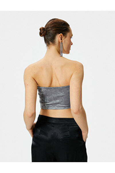 Koton Strapless Velvet Top Crop