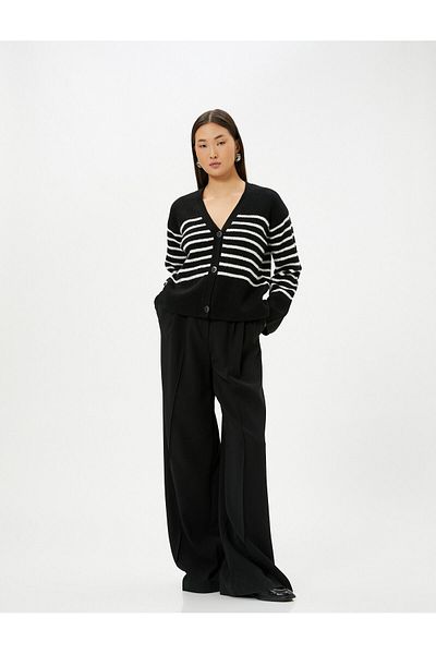 Koton V-Neck Cardigan Buttoned Knitted