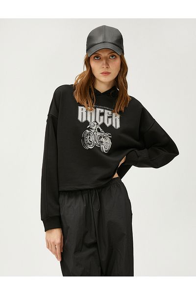 Koton Hanorac crop cu glugă imprimat