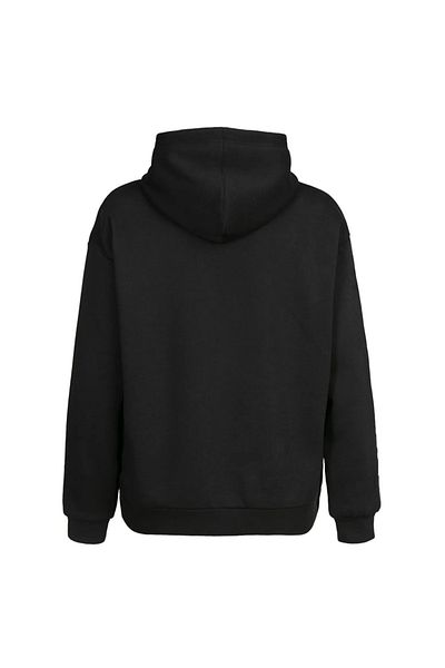 Moda Glo Unisex Μαύρο Φούτερ με στάμπα καγκουρό - με τσέπες, 3 κλωστές