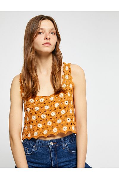 Koton Crop Bustier mit Häkel-Quadratausschnitt