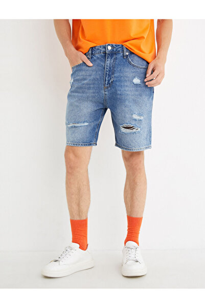 Koton Szakadt farmer rövidnadrág Bermuda gombos zseb részletes