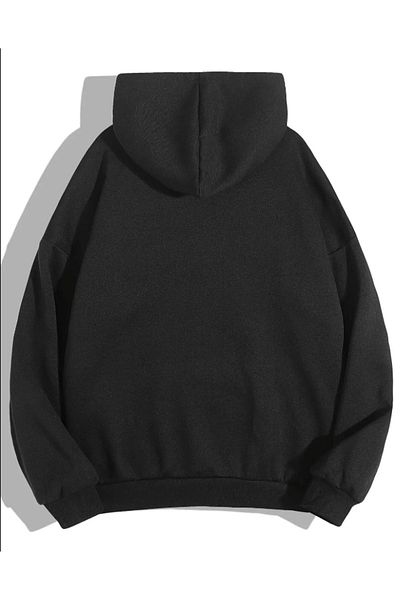 Moda Glo Yellow California Printed Black Hoodie Thick Fabric (Unisex)