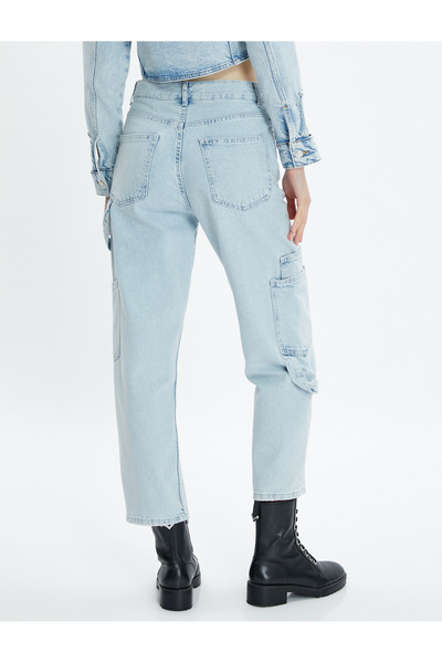 Koton Cargo Jeans Straight Jeans Short Straight Leg High Waist - Eve Jean