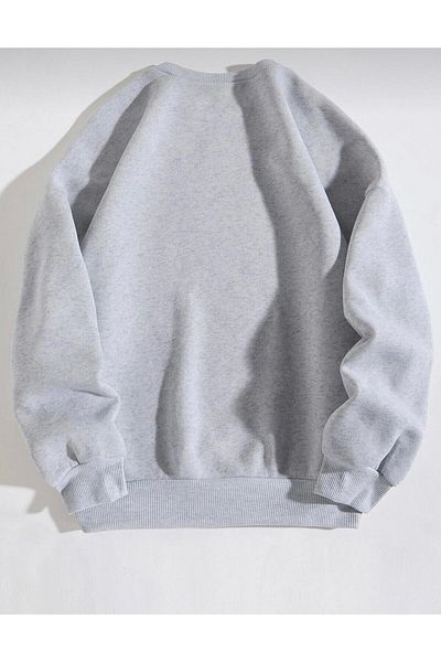 Moda Glo Unisex Φούτερ Με Γύρο Λαιμό Γκρι New Jersey Με Στάμπα Oversize