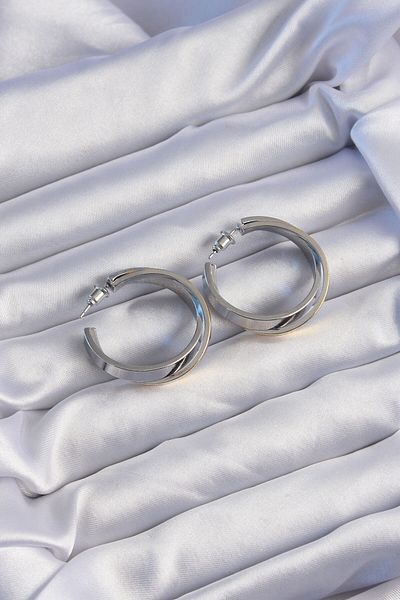 Clariss Brass Gold Silver Colored Hoop Earrings