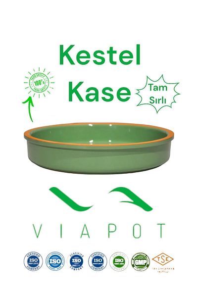 Viapot Kestel Soil Casserole Bowl 1000ml Inside and Outside Glazed Pottery 23X4Cm