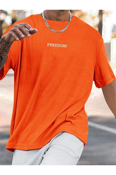 Moda Glo Мъжка тениска с щампа Orange Freedom