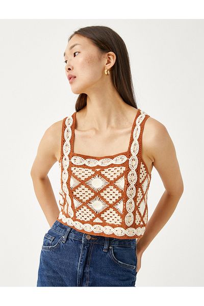Koton Horgolt Bustier szögletes nyakpánt