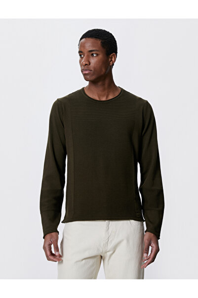 Koton Βασικό Πλεκτό πουλόβερ με ανάγλυφη στρογγυλή λαιμόκοψη, λεπτή εφαρμογή