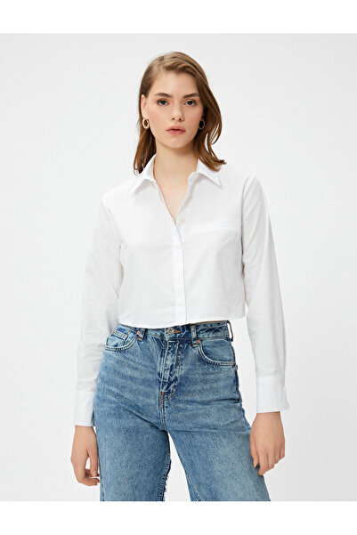 Koton Detailní bavlněná košile Crop Pocket