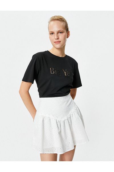 Koton Tricou din bumbac cu slogan brodat