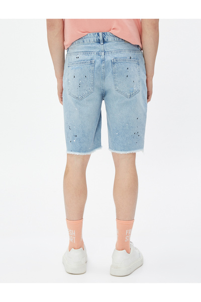Koton Roztrhané džínové šortky s detailem kapsy a knoflíky