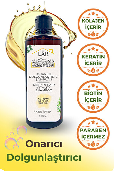 LAR Herbal Keratin, Kolajen, Biotin Içeren Unisex Onarıcı Dolgunlaştırıcı Şampuan 350 ml