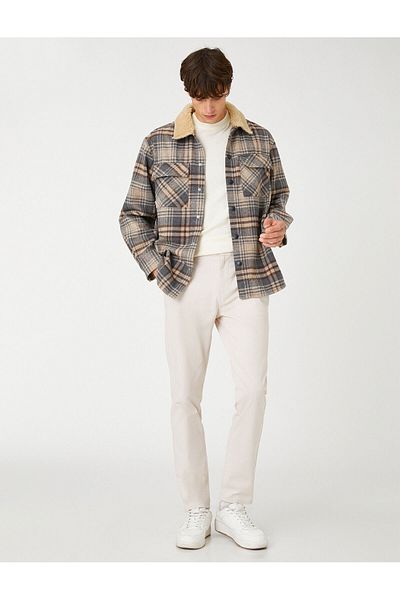 Koton Basic Chino Trousers with Button Pocket Detail