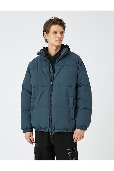 Koton Inflatable Jacket Pocket Detailed Zippered Stand Collar
