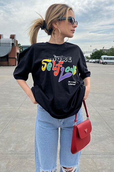 Moda Glo Λευκό εμπριμέ μπλουζάκι μεγάλου μεγέθους Mg1522