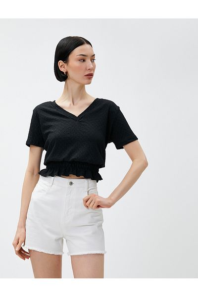 Koton Tricou cu talie și cu mânecă scurtă cu decolteu în V