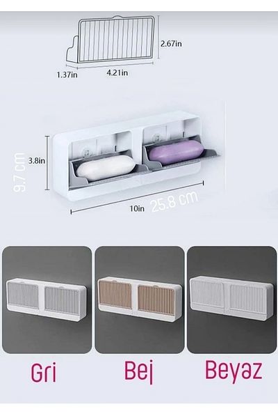 NEWSTORE HOME 2-Piece Waterproof Solid Soap Dispenser Strong Adhesive Wall Mounted Kitchen Bathroom Organizer with Cover