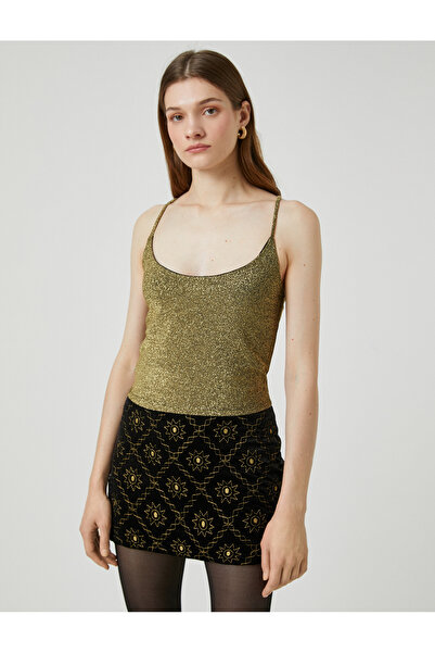 Koton Glitter Athlete U Collar Cross Strap