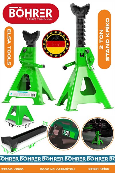 BÖHRER Alman Böhrer Yeşil  2 Ton Oto Araç Araba Kaldırma Sabit Tutma Kriko St...