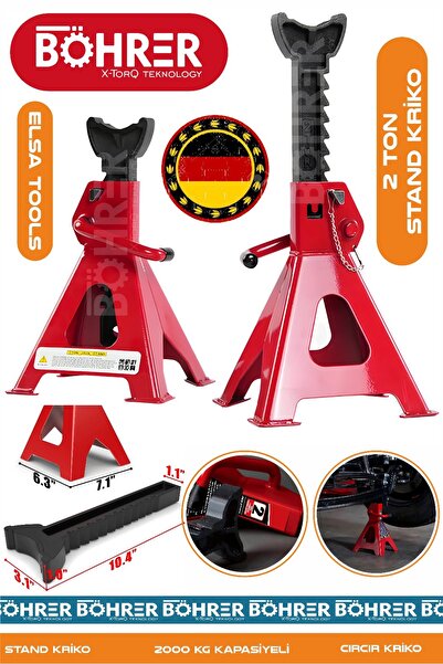 BÖHRER Alman Böhrer Red 2 Ton Oto Araç Araba Kaldırma Sabit Tutma Kriko Stand...
