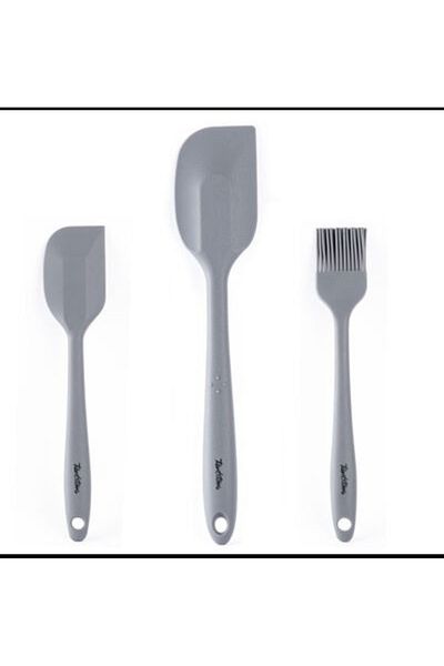 Tantitoni Grey Colored 3-Piece Silicone Spatula and Brush Set (Elvin Home Concept)