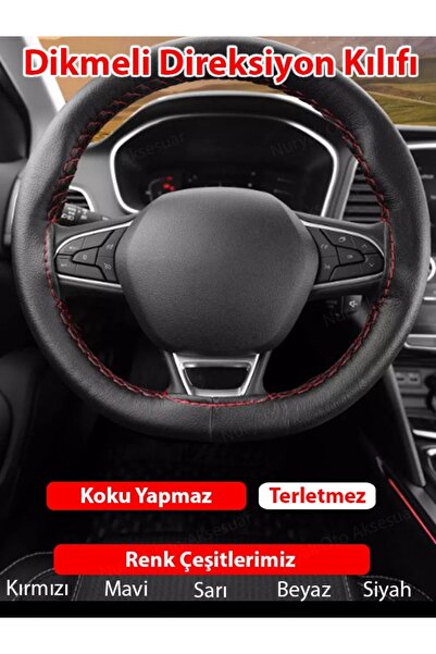PolMas Ford Tourneo Connect Uyumlu Kırmızı Dikişli Dikmeli Direksiyon Kılıfı